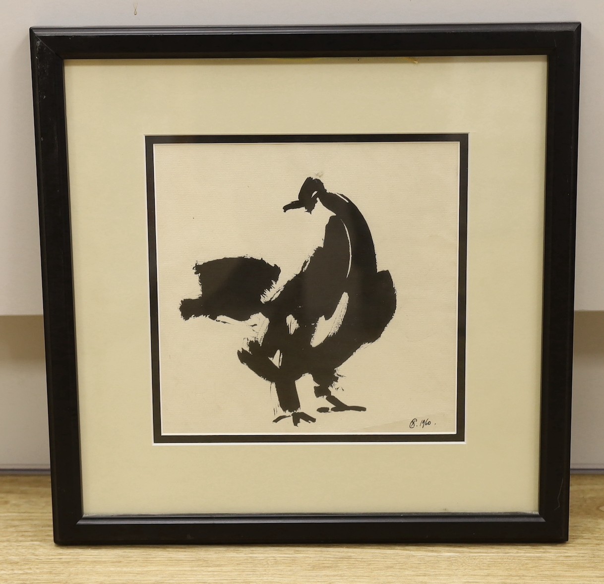 Xavier De Callatay (1932-1999), ink on paper, Study of a chicken, monogrammed and dated 1960, 20 x 20cm